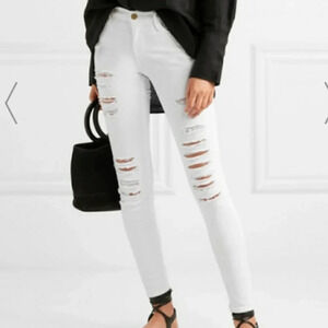 FRAME Denim Le Skinny de Jeanne White Distressed Jeans Size 24